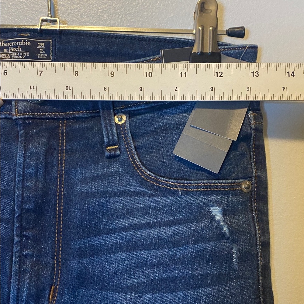 Abercrombie Simone High Rise Super Skinny Jeans NWT 26 SHORT 2S Blue Distressed - Picture 14 of 17
